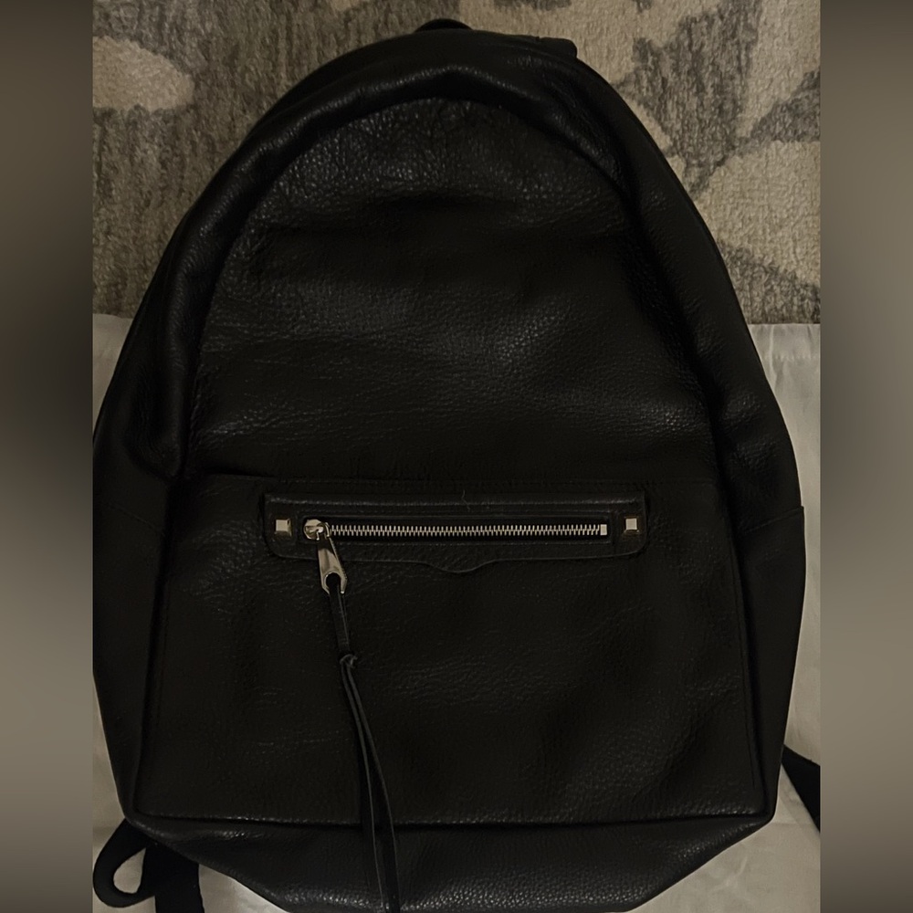Rebecca Minkoff Elegant Black Leather Unisex Backpack
